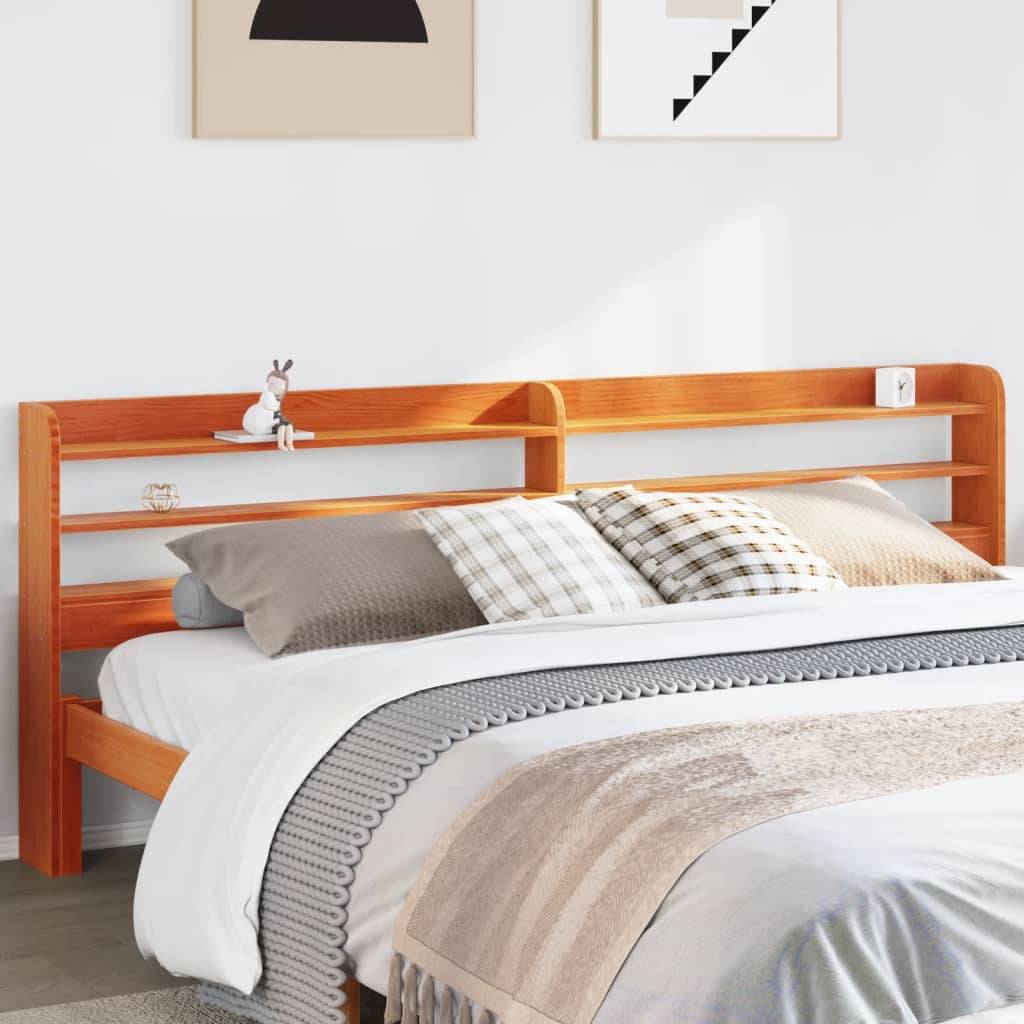 vidaXL Kopfteil mit Ablagen Wachsbraun 180 cm Massivholz Kiefer