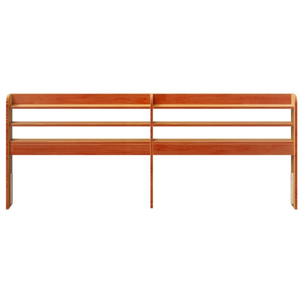 vidaXL Kopfteil mit Ablagen Wachsbraun 180 cm Massivholz Kiefer