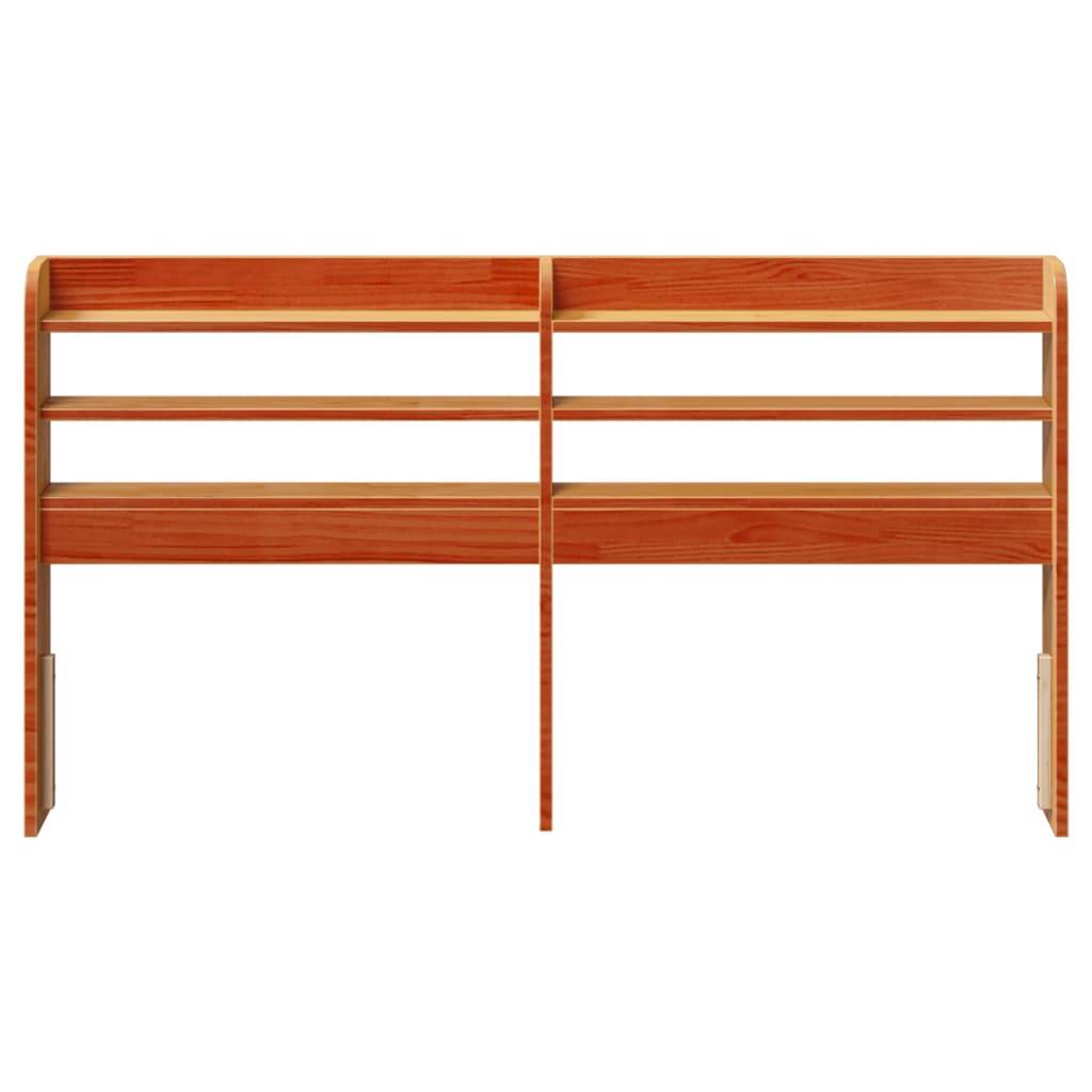 vidaXL Kopfteil mit Ablagen Wachsbraun 120 cm Massivholz Kiefer