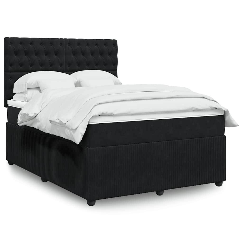 vidaXL Boxspringbett mit Matratze Schwarz 160x200 cm Samt