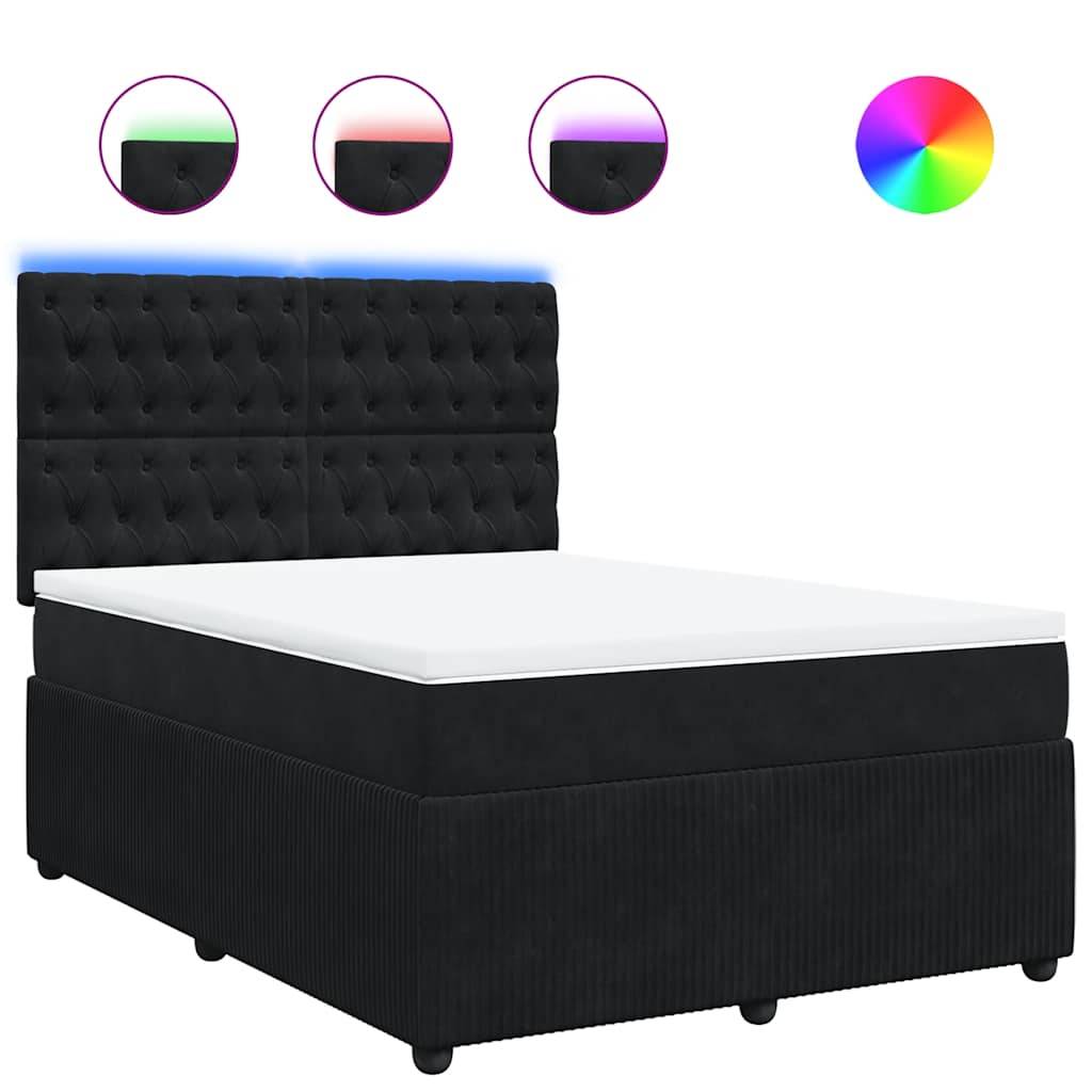 vidaXL Boxspringbett mit Matratze Schwarz 160x200 cm Samt
