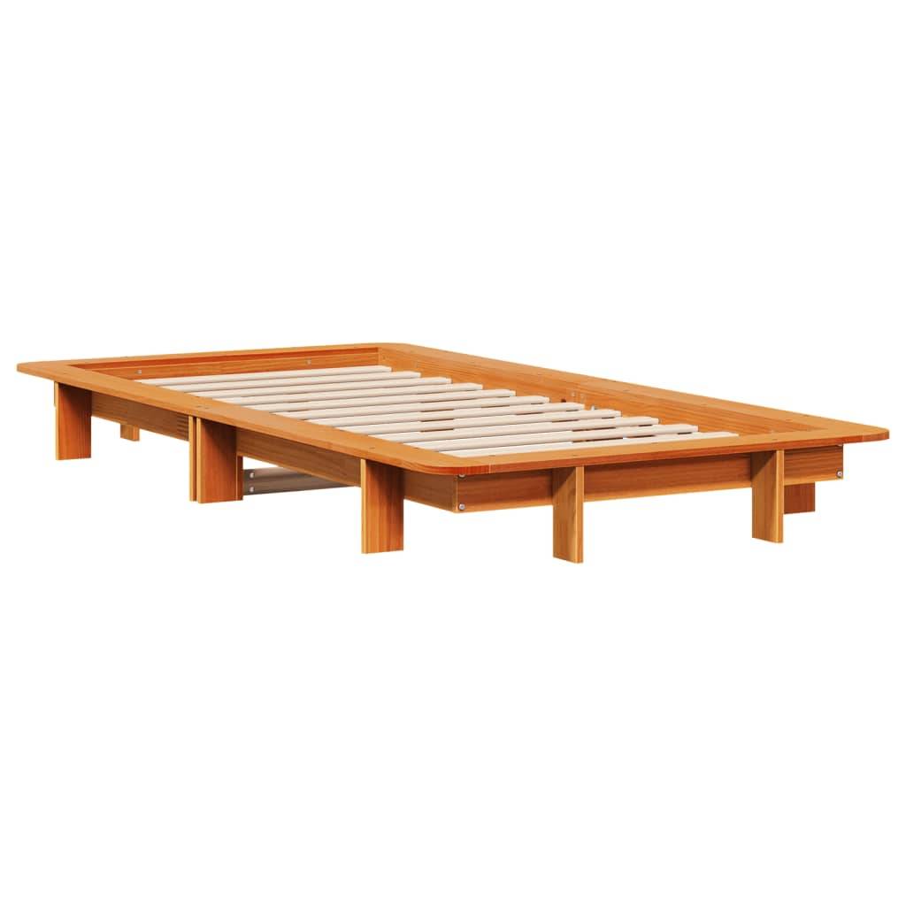 vidaXL Massivholzbett ohne Matratze Wachsbraun 90x190 cm Kiefernholz