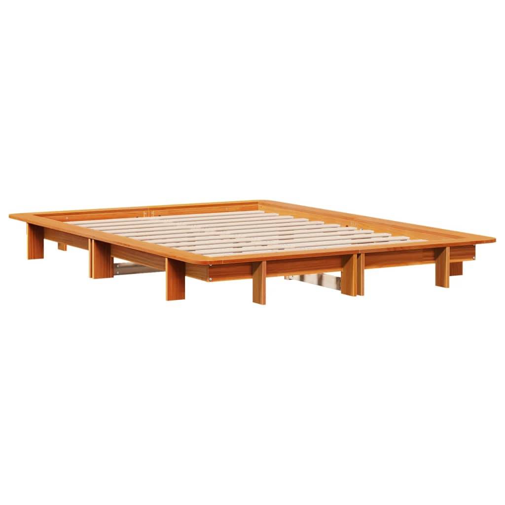 vidaXL Massivholzbett ohne Matratze Wachsbraun 120x190 cm Kiefernholz