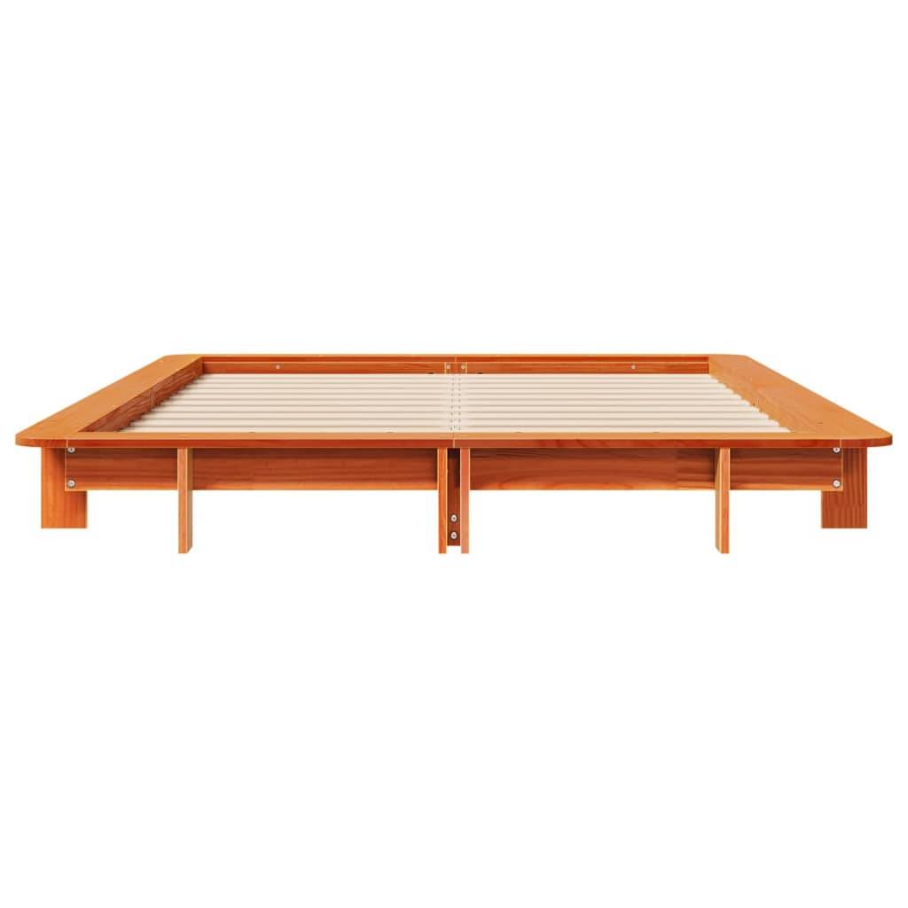 vidaXL Massivholzbett ohne Matratze Wachsbraun 120x190 cm Kiefernholz