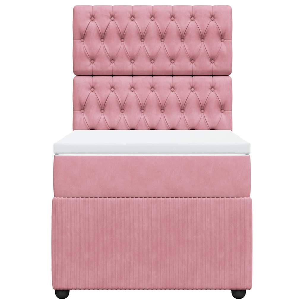 vidaXL Boxspringbett mit Matratze Rosa 100x200 cm Samt