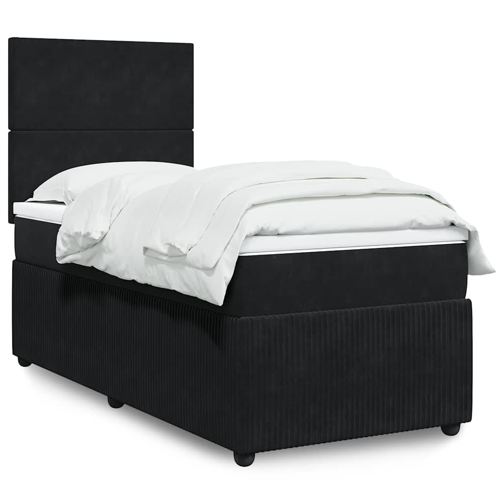 vidaXL Boxspringbett mit Matratze Schwarz 90x190 cm Samt