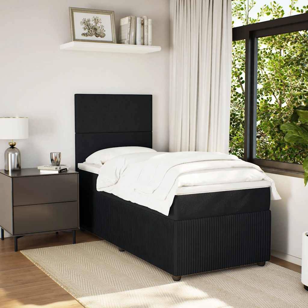 vidaXL Boxspringbett mit Matratze Schwarz 90x190 cm Samt