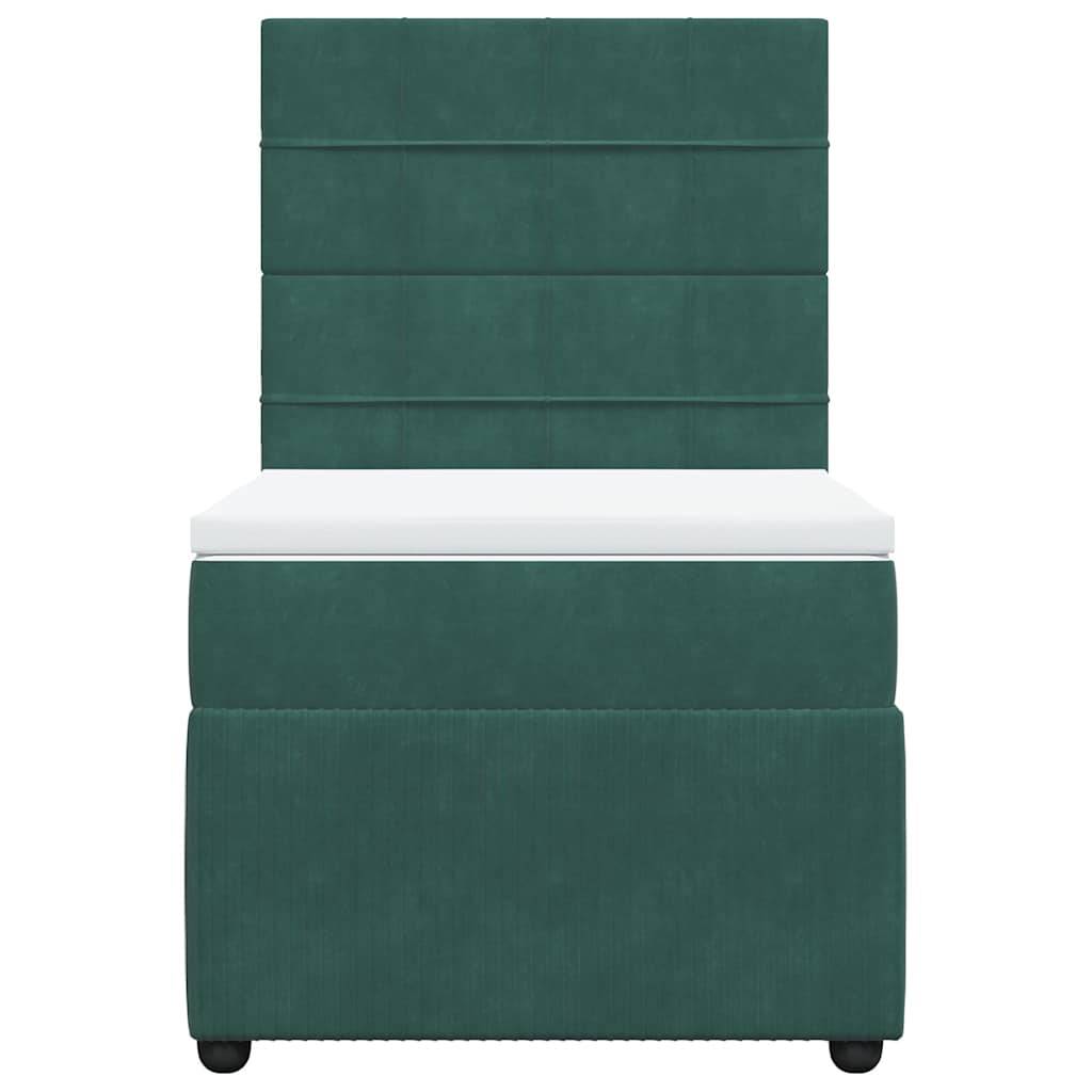 vidaXL Boxspringbett mit Matratze Dunkelgrün 100x200 cm Samt