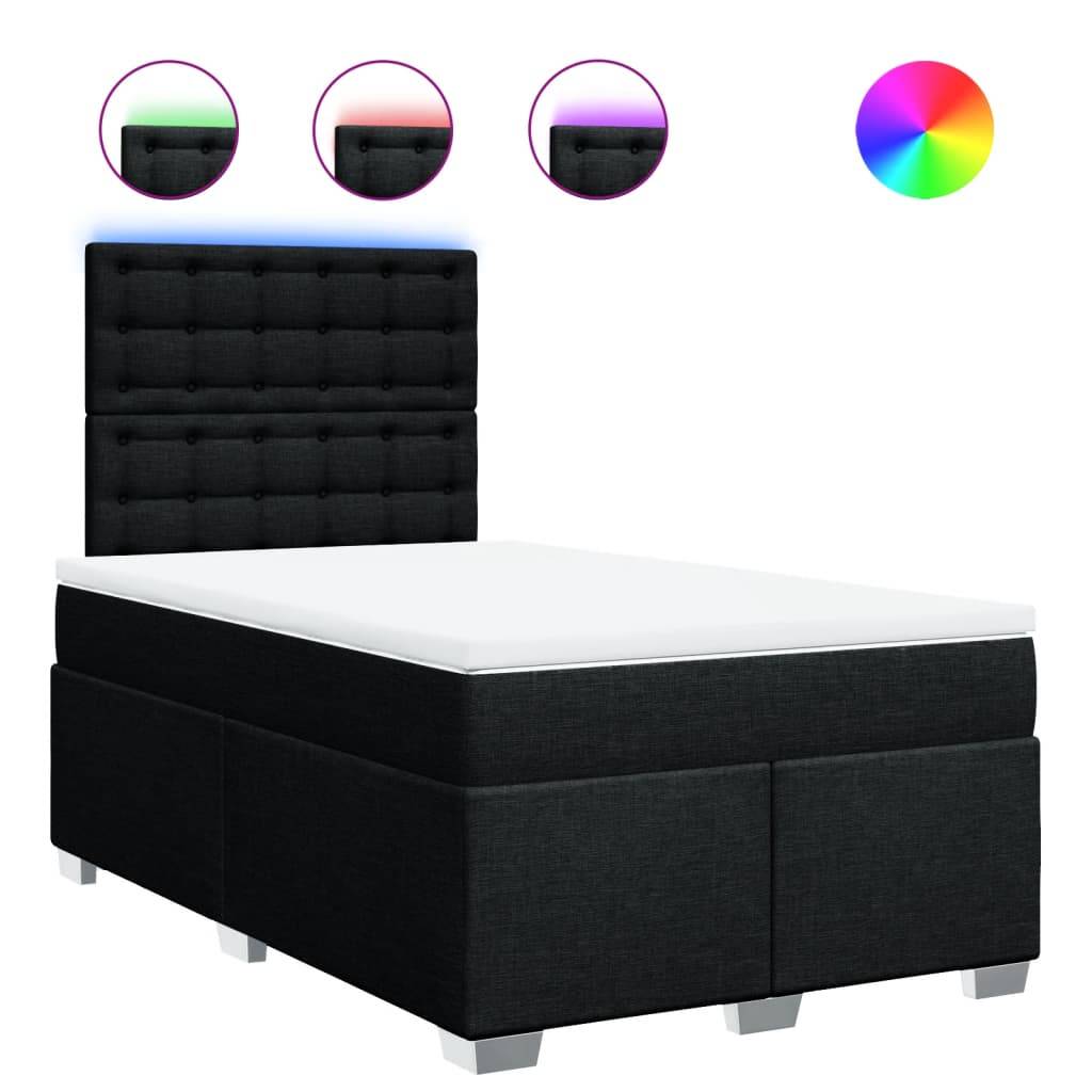vidaXL Boxspringbett mit Matratze Schwarz 120x190 cm Stoff