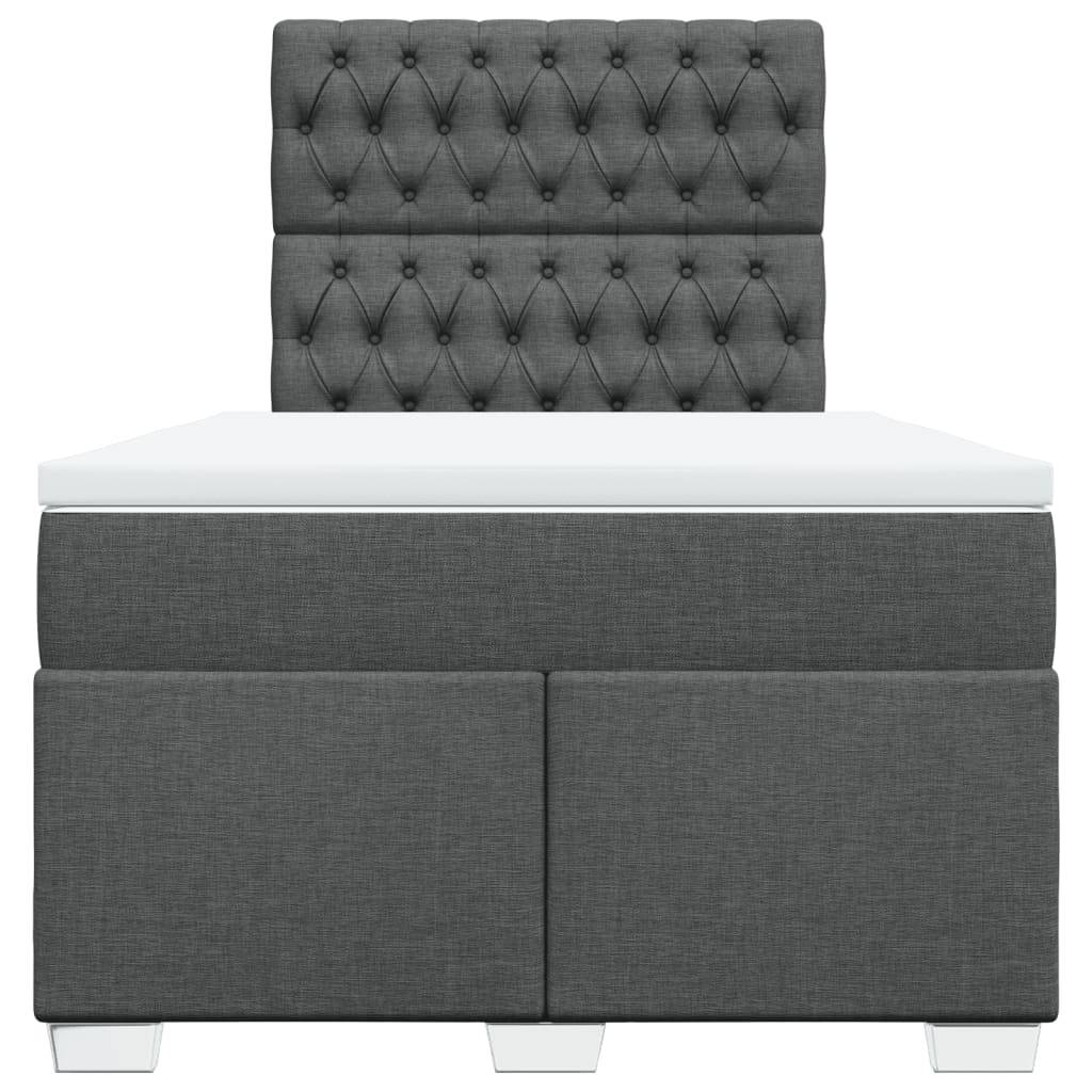 vidaXL Boxspringbett mit Matratze Dunkelgrau 120x190 cm Stoff