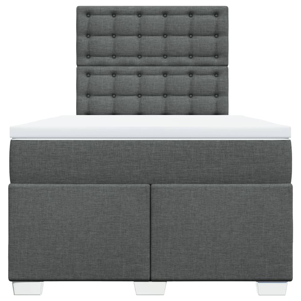 vidaXL Boxspringbett mit Matratze Dunkelgrau 120x190 cm Stoff