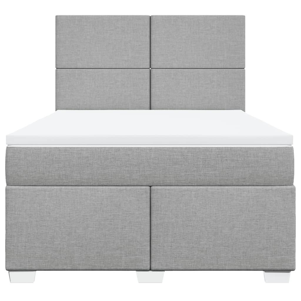 vidaXL Boxspringbett mit Matratze Hellgrau 160x200 cm Stoff