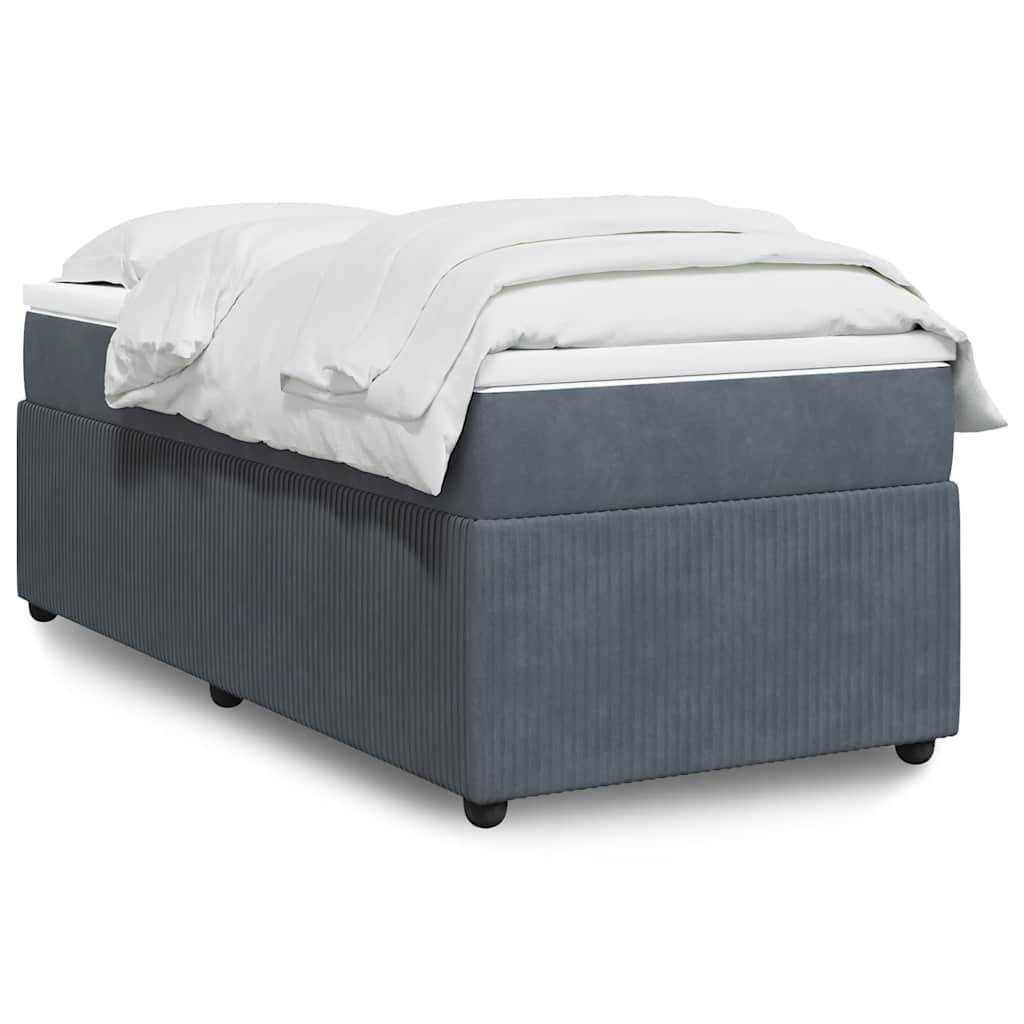 vidaXL Boxspringbett mit Matratze Dunkelgrau 90x200 cm Samt