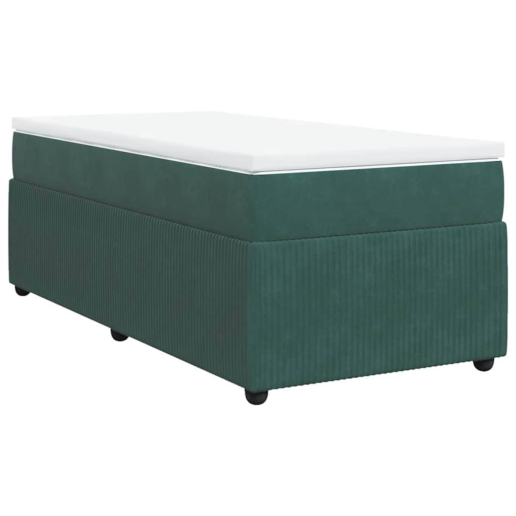vidaXL Boxspringbett mit Matratze Dunkelgrün 90x190 cm Samt