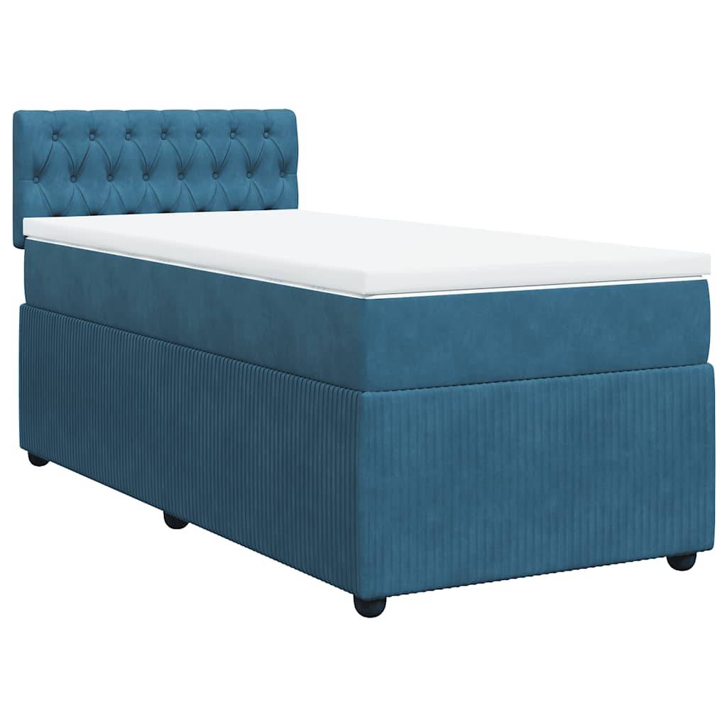 vidaXL Boxspringbett mit Matratze Blau 90x190 cm Samt