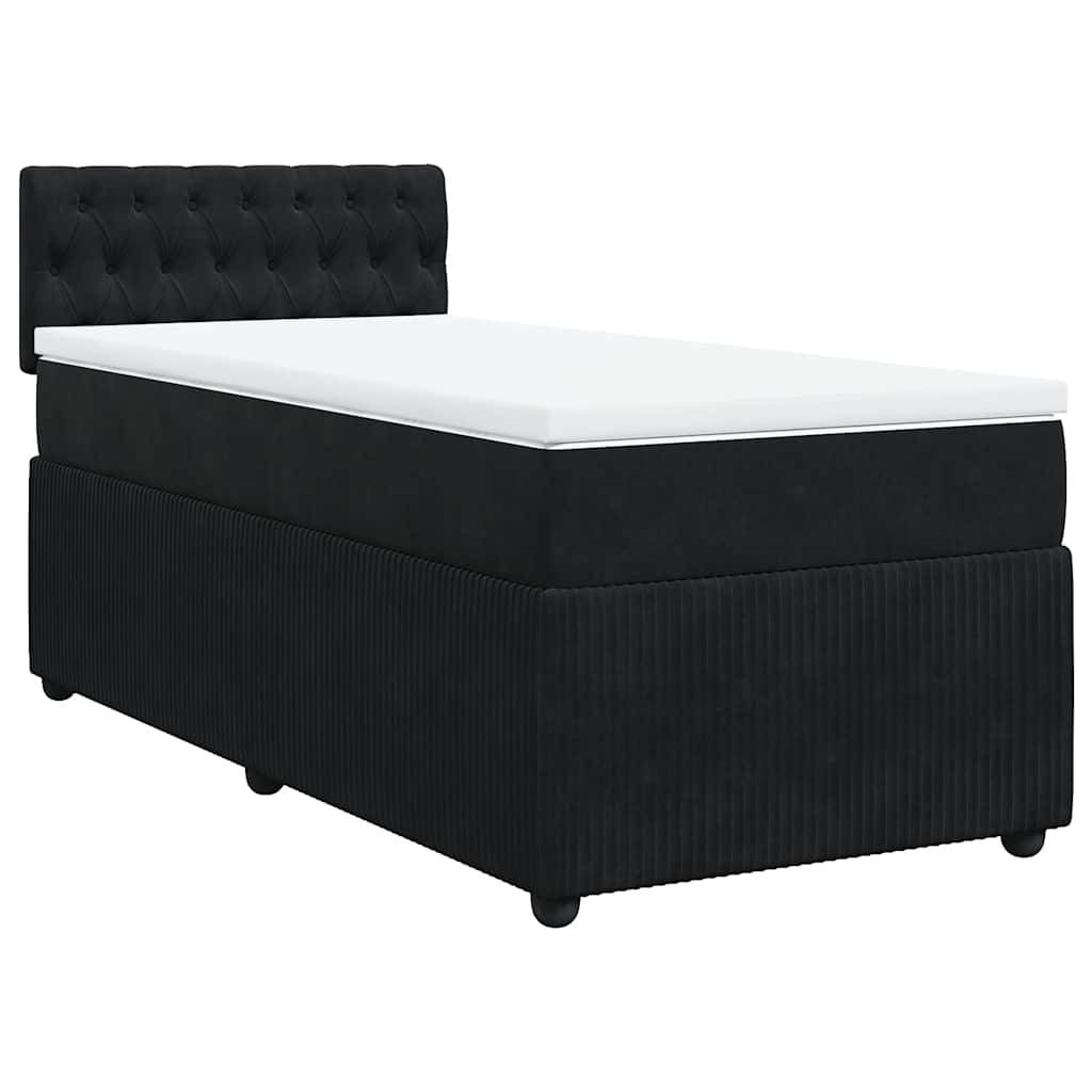 vidaXL Boxspringbett mit Matratze Schwarz 90x200 cm Samt