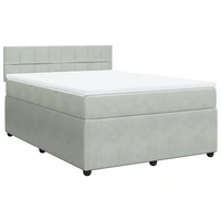 vidaXL Boxspringbett mit Matratze Hellgrau 140x190 cm Samt vidaXL Boxspringbett mit Matratze Hellgrau 140x190 cm Samt