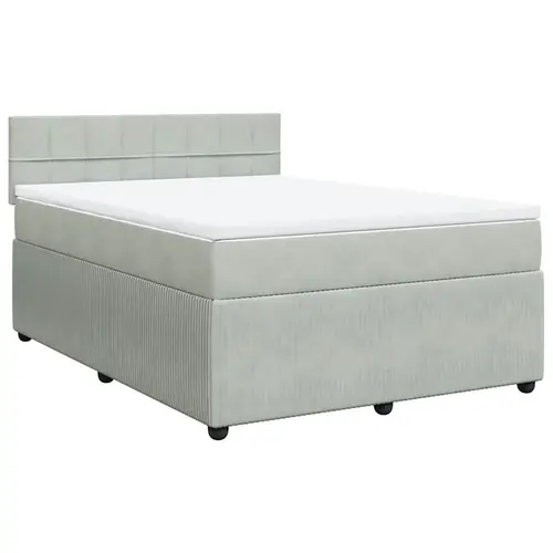 vidaXL Boxspringbett mit Matratze Hellgrau 140x190 cm Samt vidaXL Boxspringbett mit Matratze Hellgrau 140x190 cm Samt