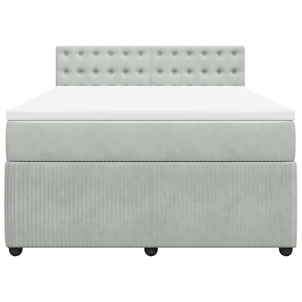 vidaXL Boxspringbett mit Matratze Hellgrau 160x200 cm Samt