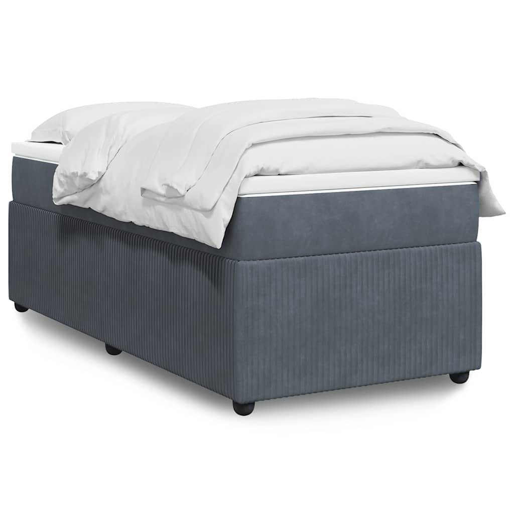 vidaXL Boxspringbett mit Matratze Dunkelgrau 90x190 cm Samt