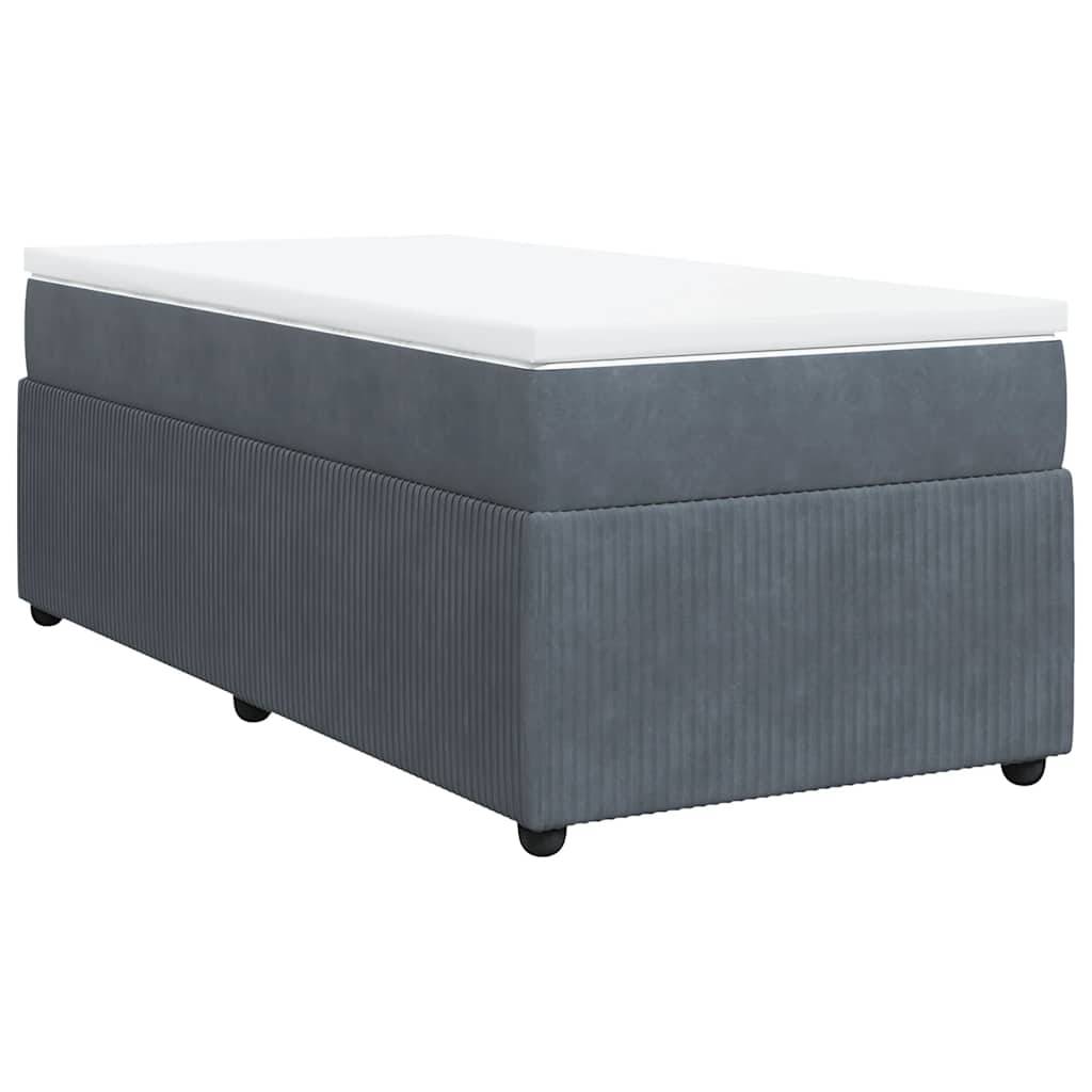 vidaXL Boxspringbett mit Matratze Dunkelgrau 90x190 cm Samt