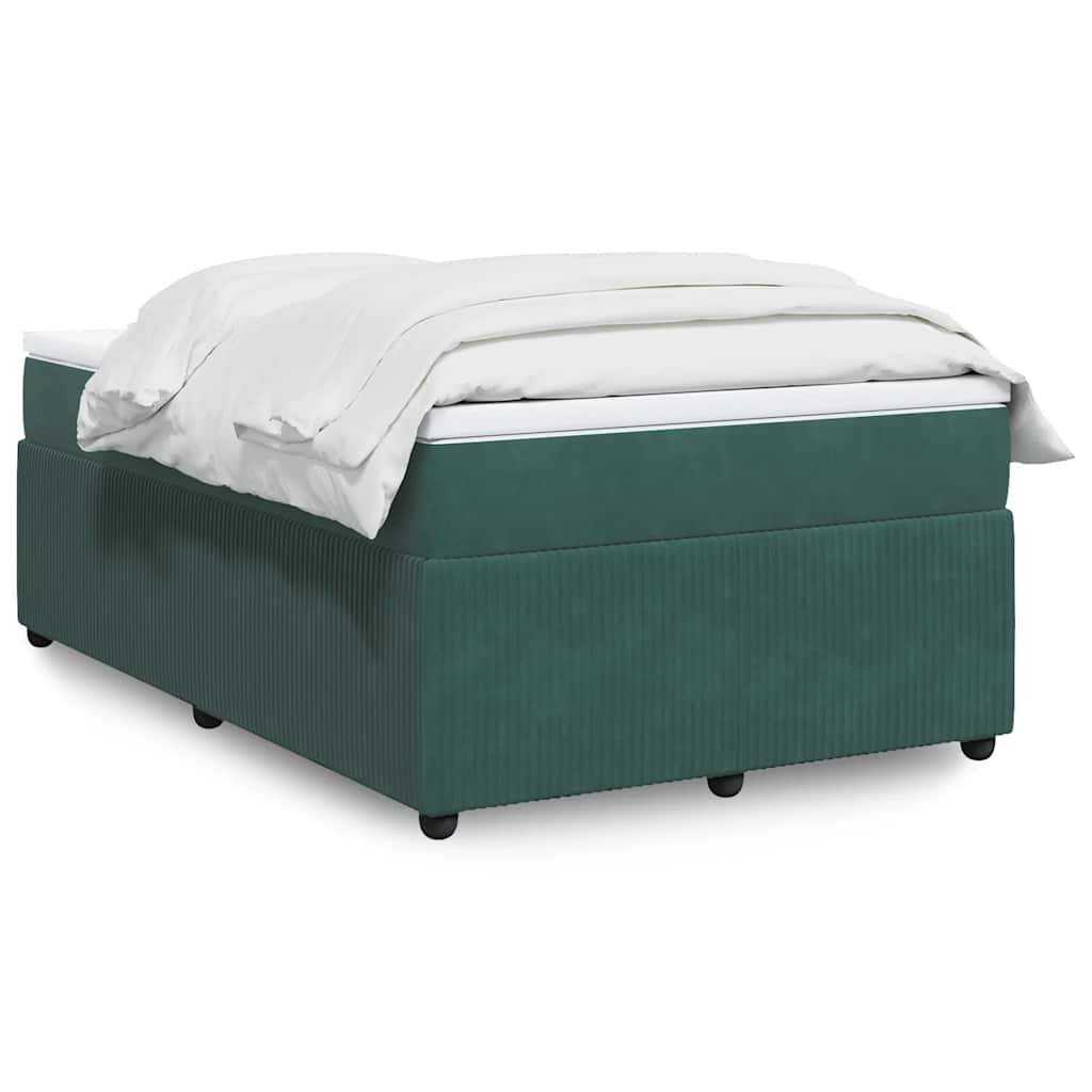 vidaXL Boxspringbett mit Matratze Dunkelgrün 120x200 cm Samt