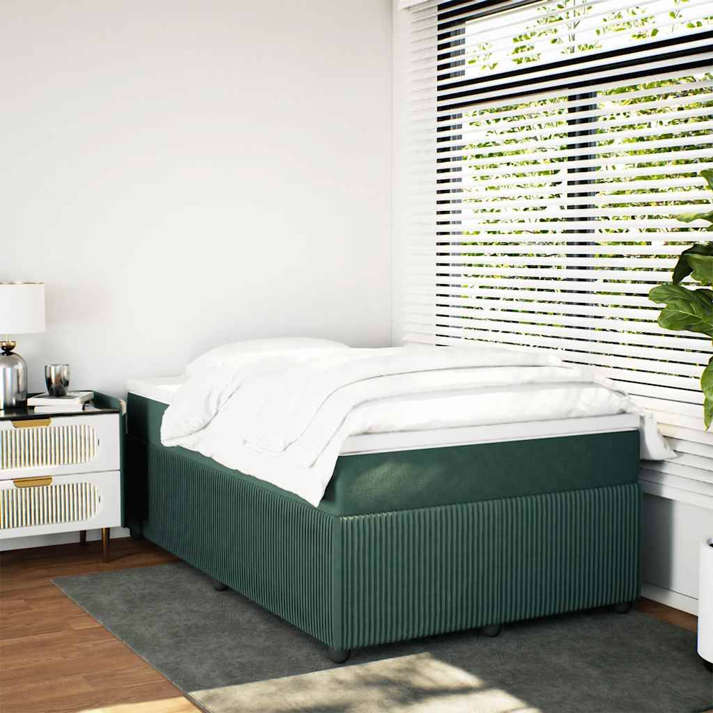 vidaXL Boxspringbett mit Matratze Dunkelgrün 120x200 cm Samt