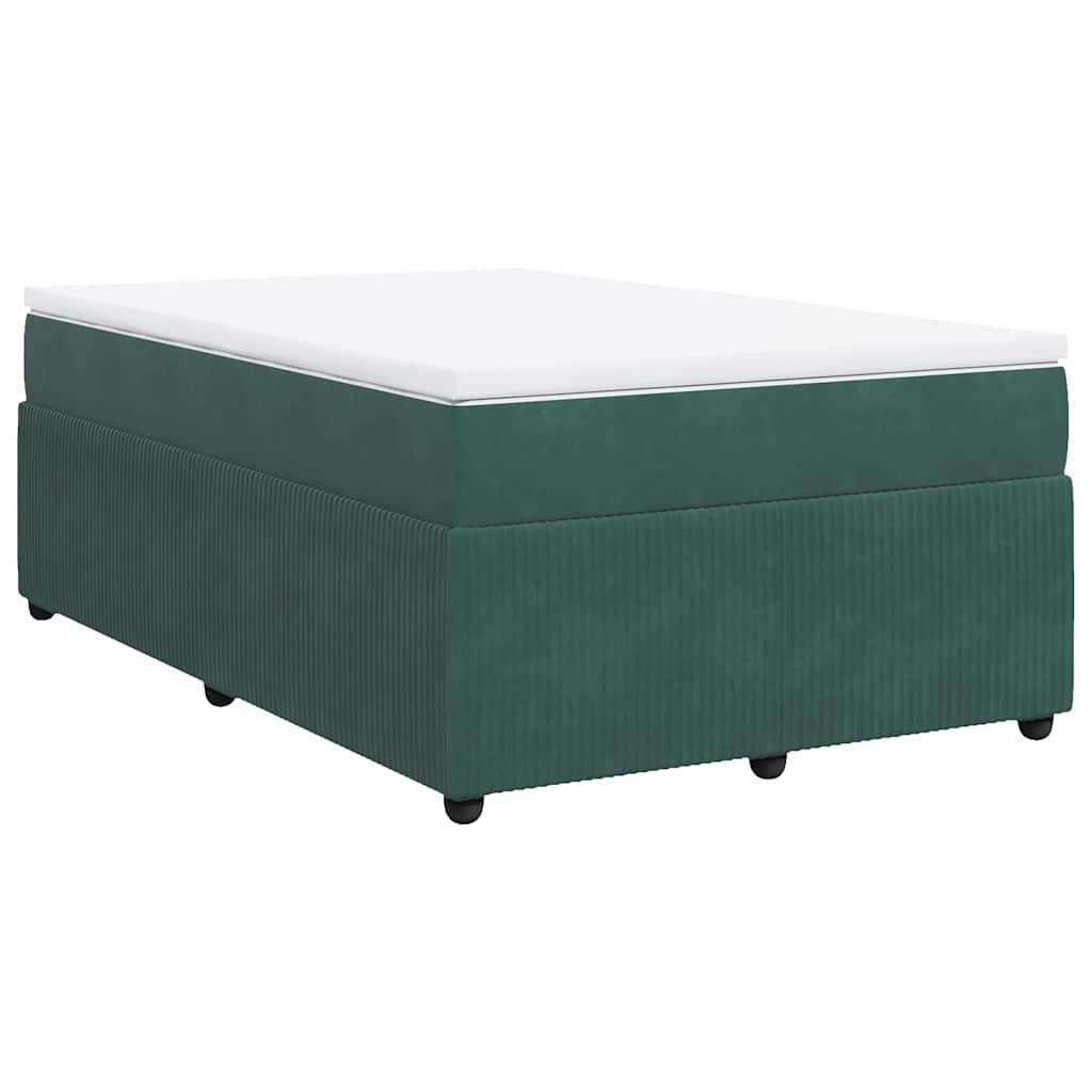vidaXL Boxspringbett mit Matratze Dunkelgrün 120x200 cm Samt