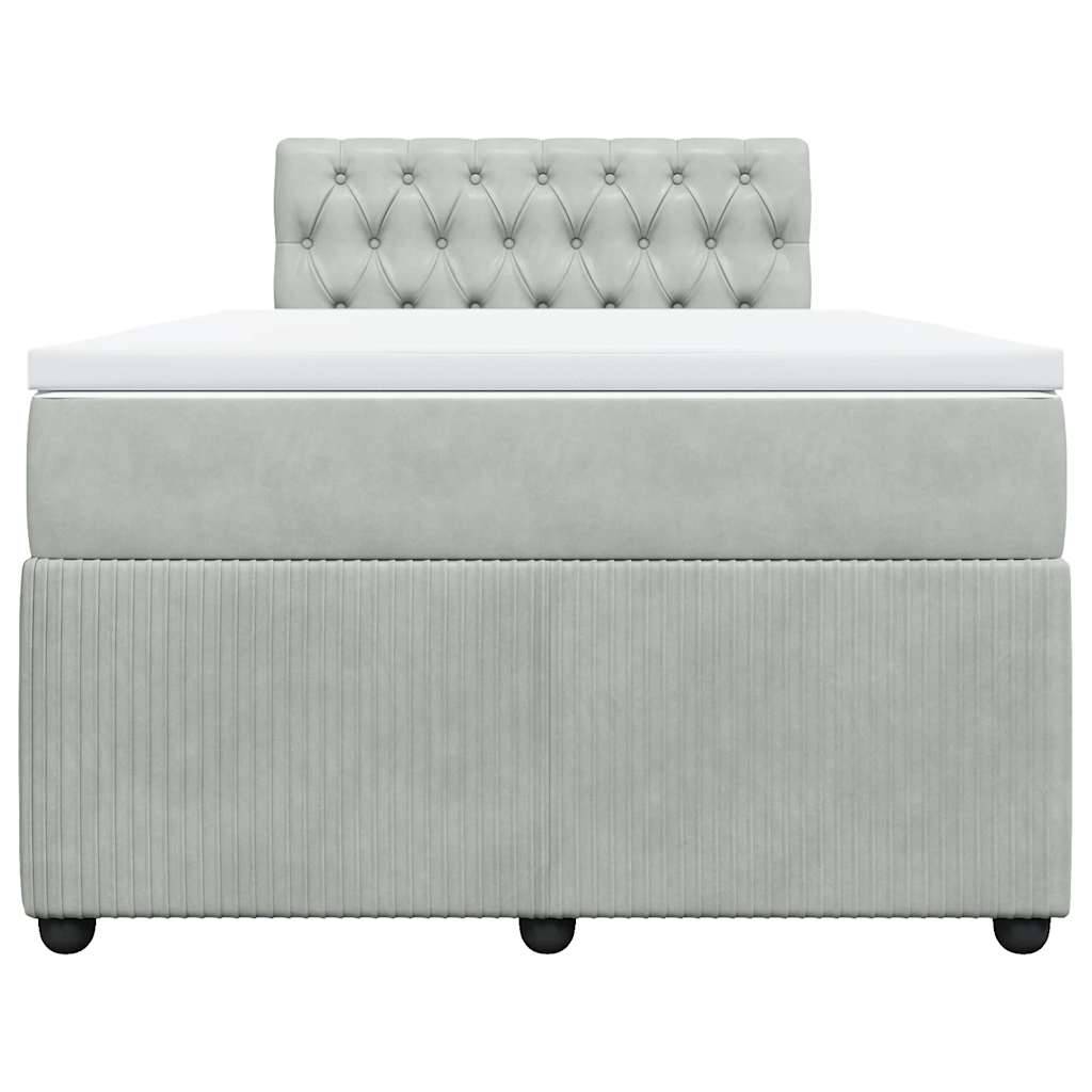 vidaXL Boxspringbett mit Matratze Hellgrau 120x200 cm Samt