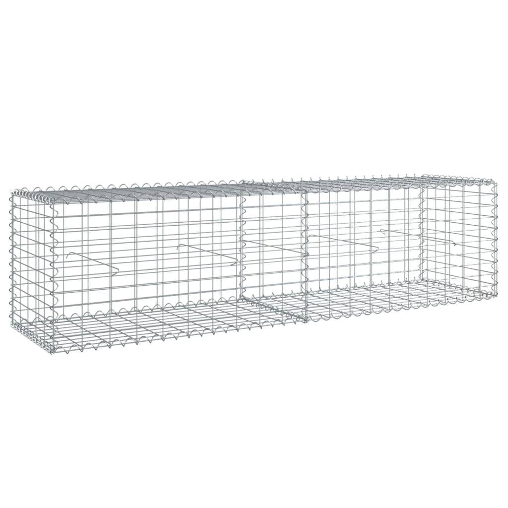 vidaXL Gabione mit Deckel 200x50x50 cm Verzinktes Eisen