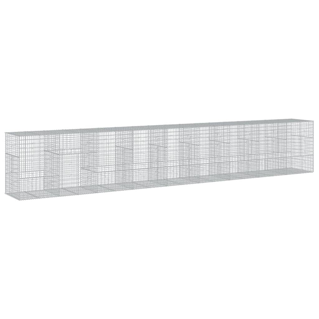 vidaXL Gabione mit Deckel 900x100x150 cm Verzinktes Eisen