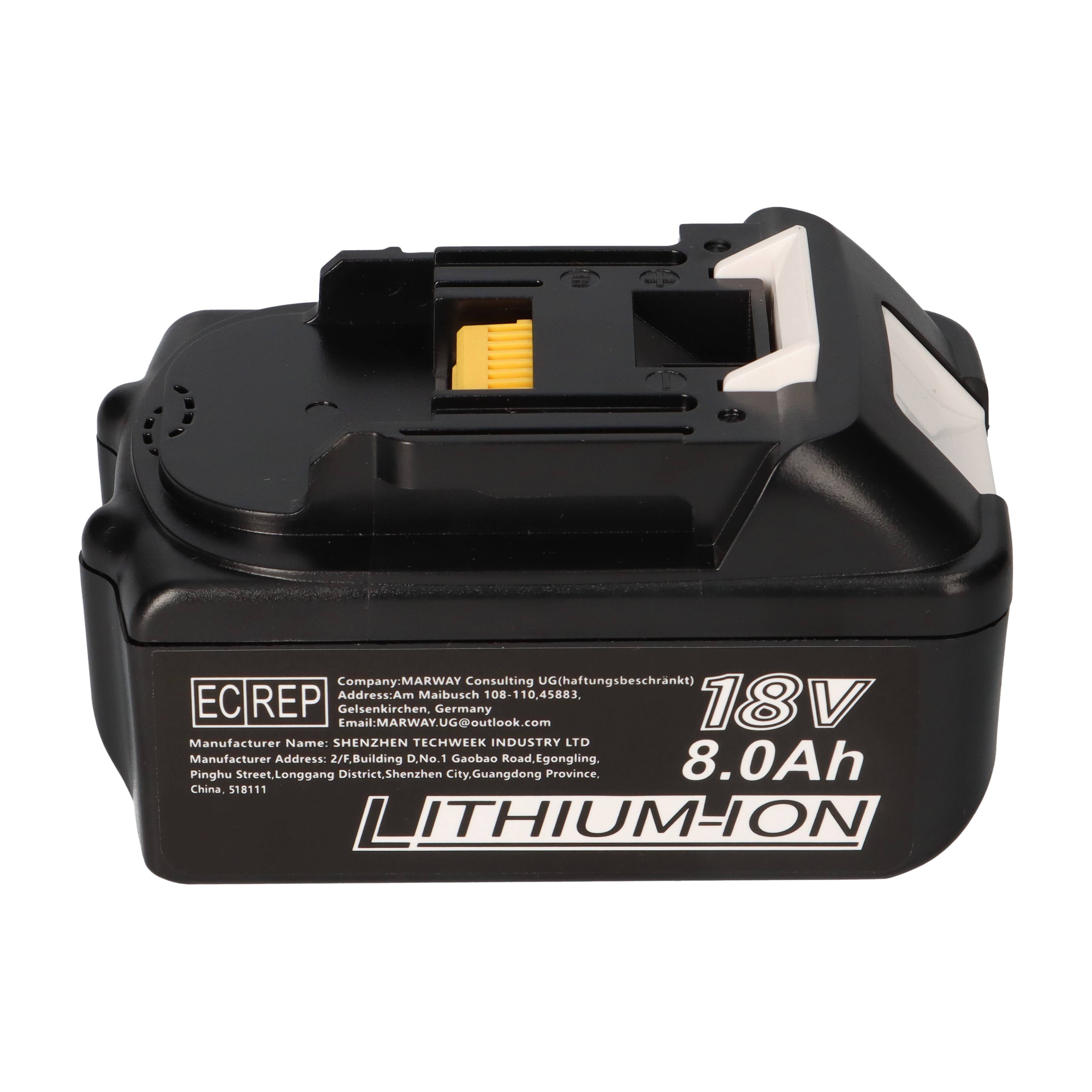 18V Akku passend für Makita Akku 18V 8Ah BL1860 BL1850 BL1850B BL1860 BL1860B BL1840B BL1840 BL1830 BL1835 BL1845 194204-5 LXT-400