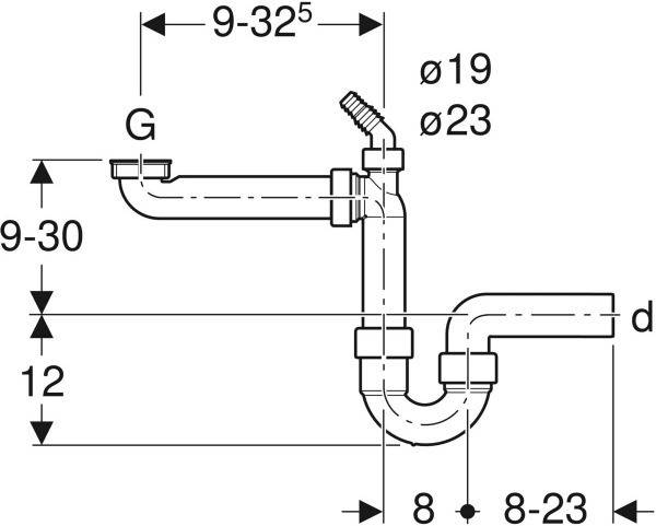 Geberit Spültisch-Ablauf G 11/2x40 mm 1 Becken, Raumsparmodell, PP, weiß-alpin