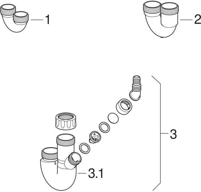 Geberit Spültisch-Ablauf G 11/2x40 mm 1 Becken, Raumsparmodell, PP, weiß-alpin
