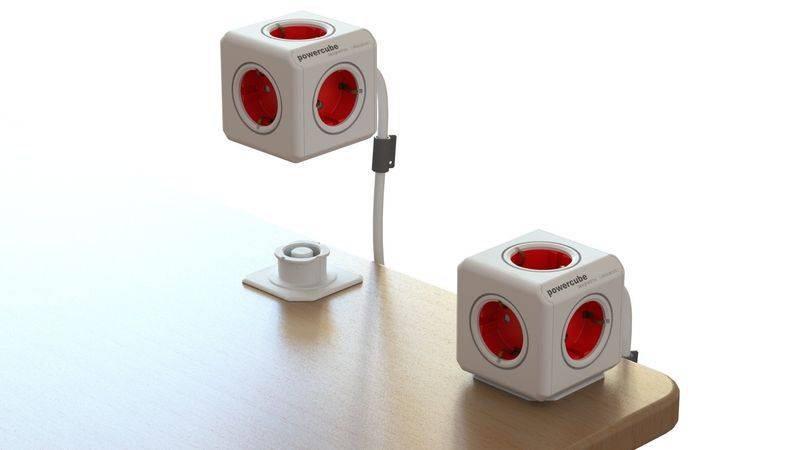 allocacoc PowerCube Extended Rot, 3 m, 5x Verteiler, 230V DE (neues Kabel)
