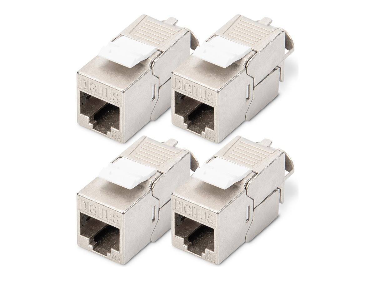 DIGITUS CAT 6A Keystone Modul, geschirmt, werkzeugfreier Montageanschluss - 4 Stk.