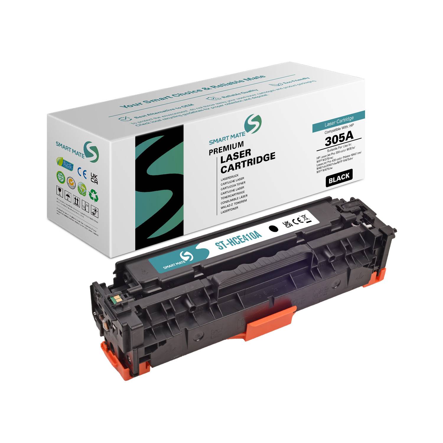 SmartMate wiederaufbereitete Laser Toner Patrone für HP CE410A (305A) Schwarz