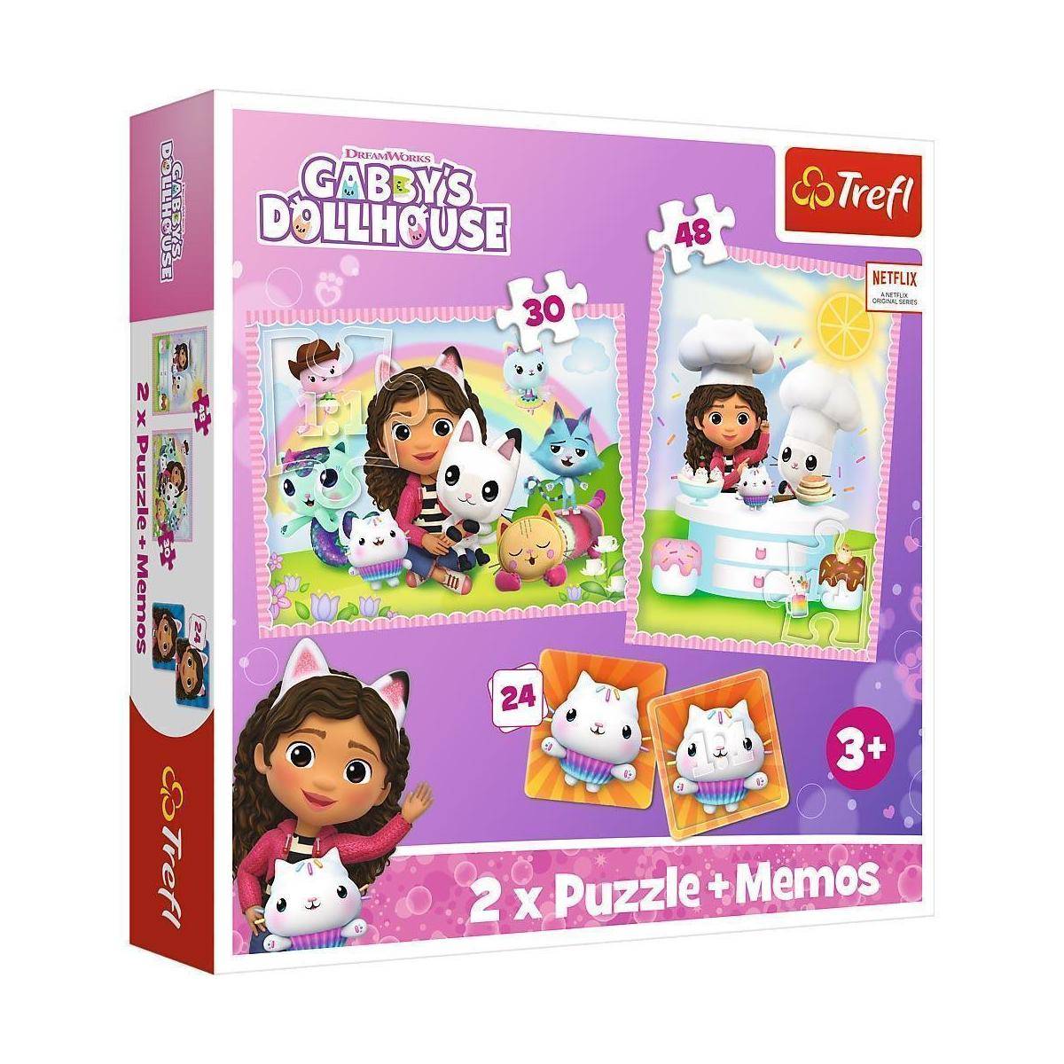 TR93382 - 2-in-1 - 2 x Puzzle Memory, Gabbys Dollhouse