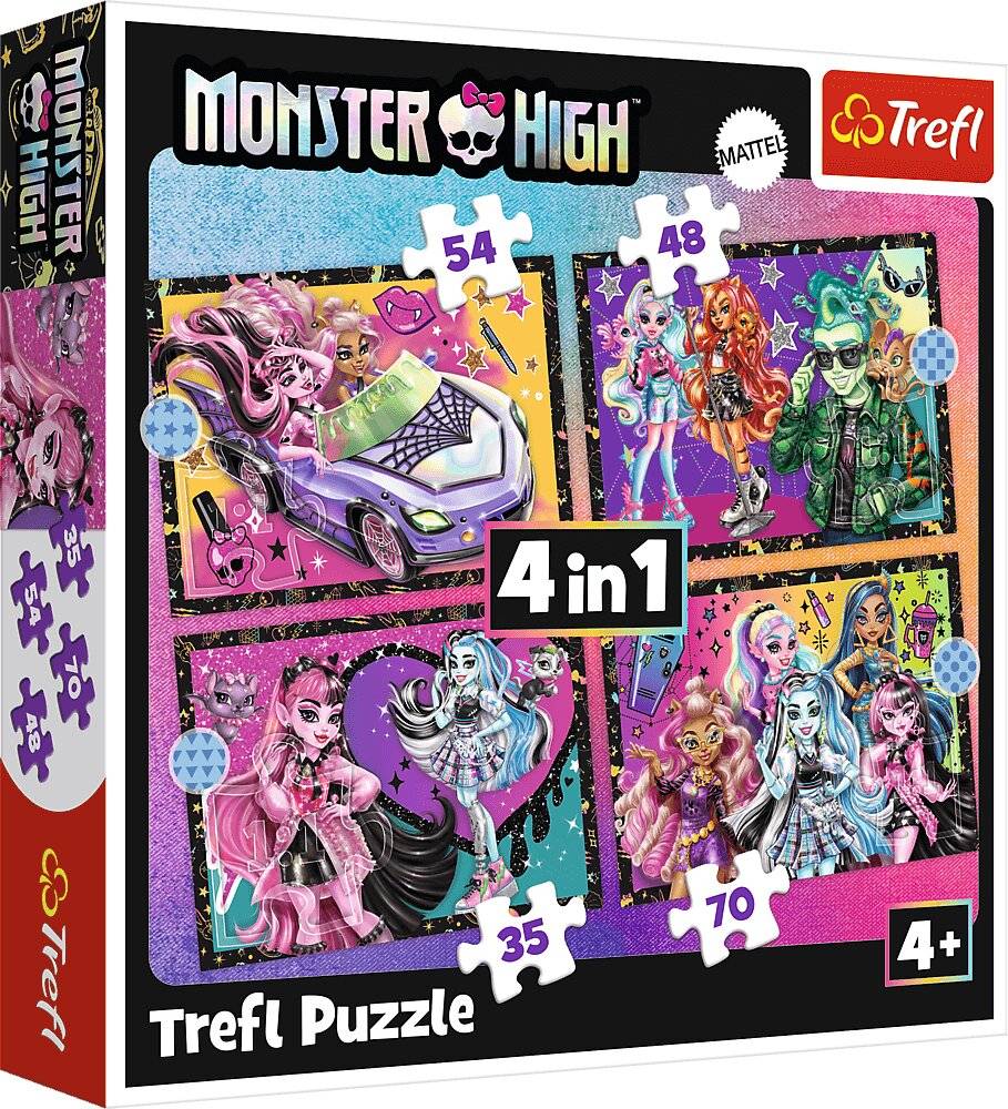 TREFL Puzzle Monster High: Elektrisierender Tag 4in1 ( 35,48,54,70 Teile)