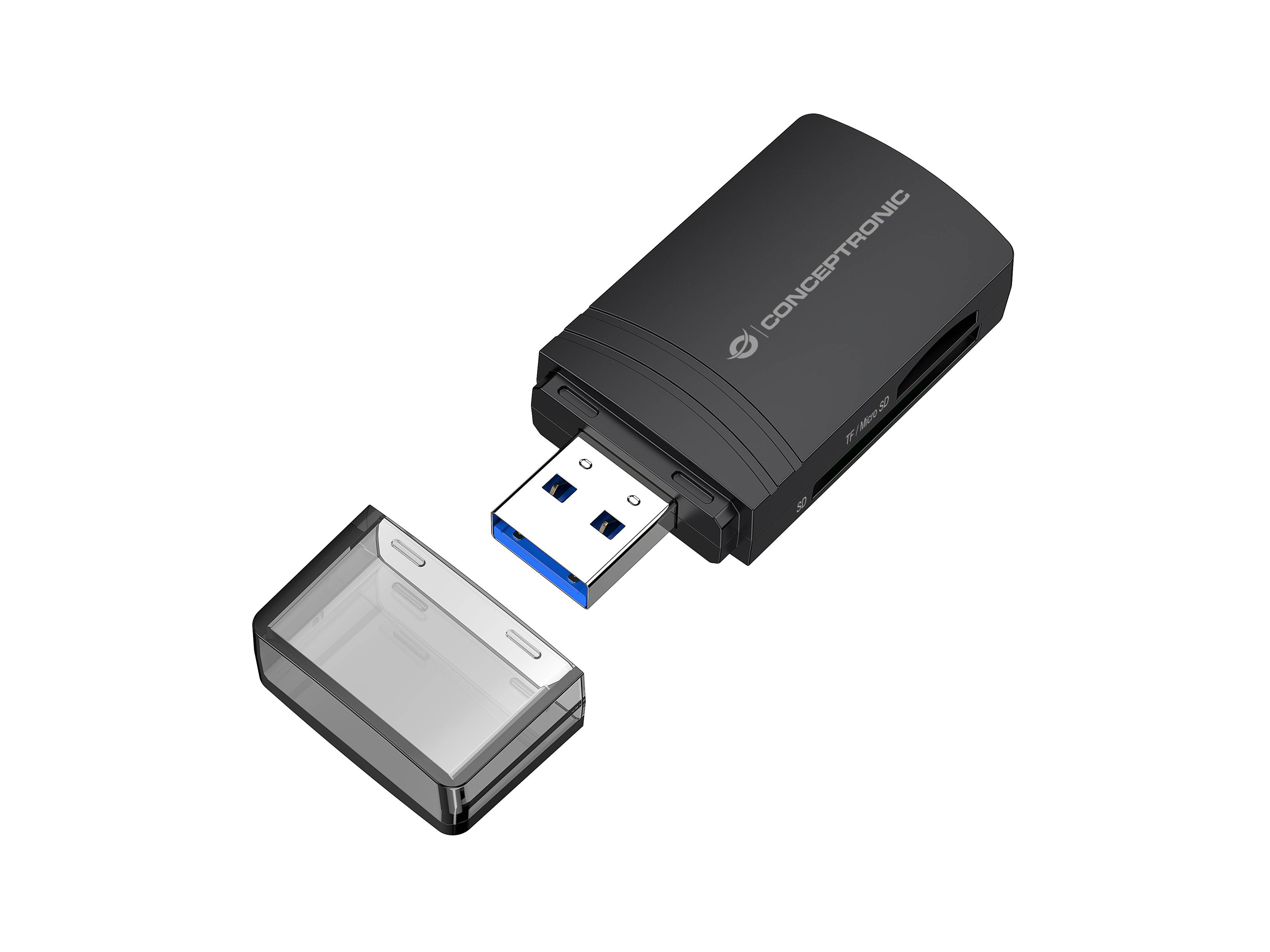 CONCEPTRONIC Kartenleser USB-A3.2->TF/Micro-SD4.0 schwarz