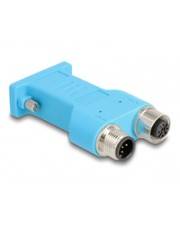 Delock D-Sub 9 Buchse zu M12 Stecker und 5 Pin A-kodiert CAN Bus Verteiler 180° 5-polig Blau