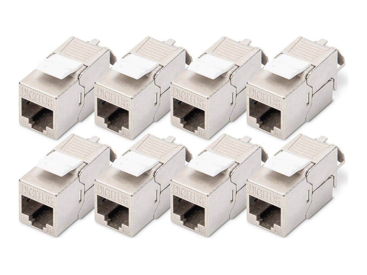 DIGITUS CAT 6A Keystone Modul, geschirmt, werkzeugfreier Montageanschluss - 8 Stk.