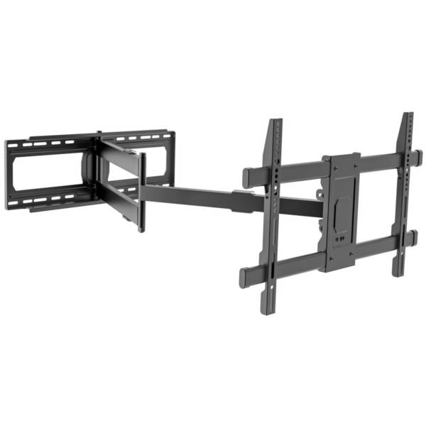 Wandmontierte, verstellbare TV-Halterung mit Doppelarm, entworfen für die Aufnahme von Flachbildfernsehern, mit ausfahrbaren und schwenkbaren Funktionen.