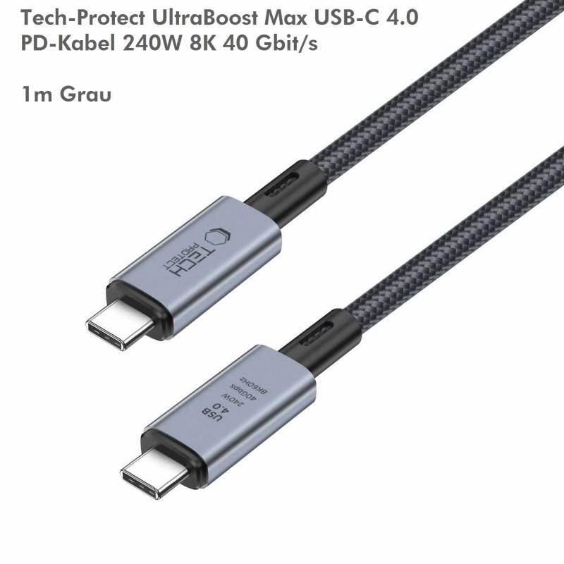 UltraBoost Max USB-C 4.0 PD-Kabel 240W 8K 40 Gbit/s 1m Grau