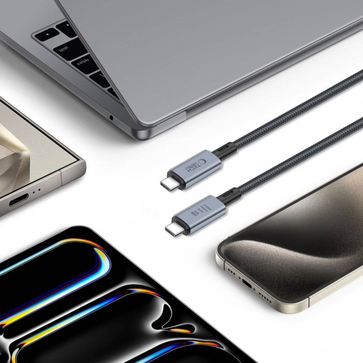 Tech-Protect UltraBoost Max USB-C 4.0 / USB-C 4.0 PD 240 W 8K 40 Gbit/s 2 m Kabel – Grau