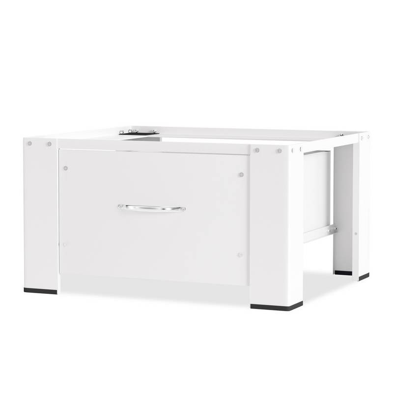 Waschmaschinen Untergestell mit Schublade 63x54cm aus Stahl bis 150kg Waschmaschinen-Unterschrank Stabiler