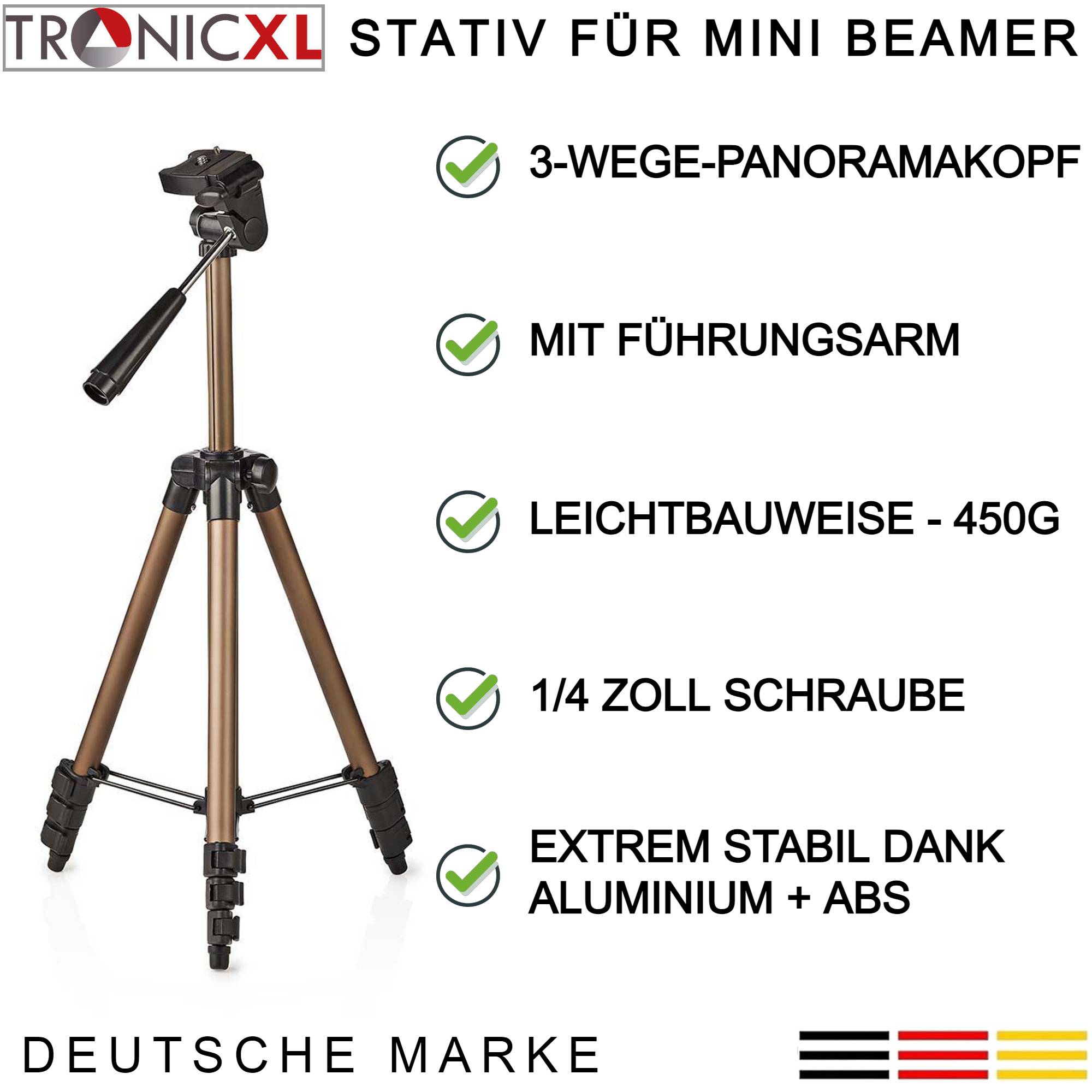 TronicXL Tripod19P Projektor Beamer Stativ Halterung Ständer Projektorständer zb für BenQ ASUS Acer Epson Sony Panasonic Philips WiMiUS