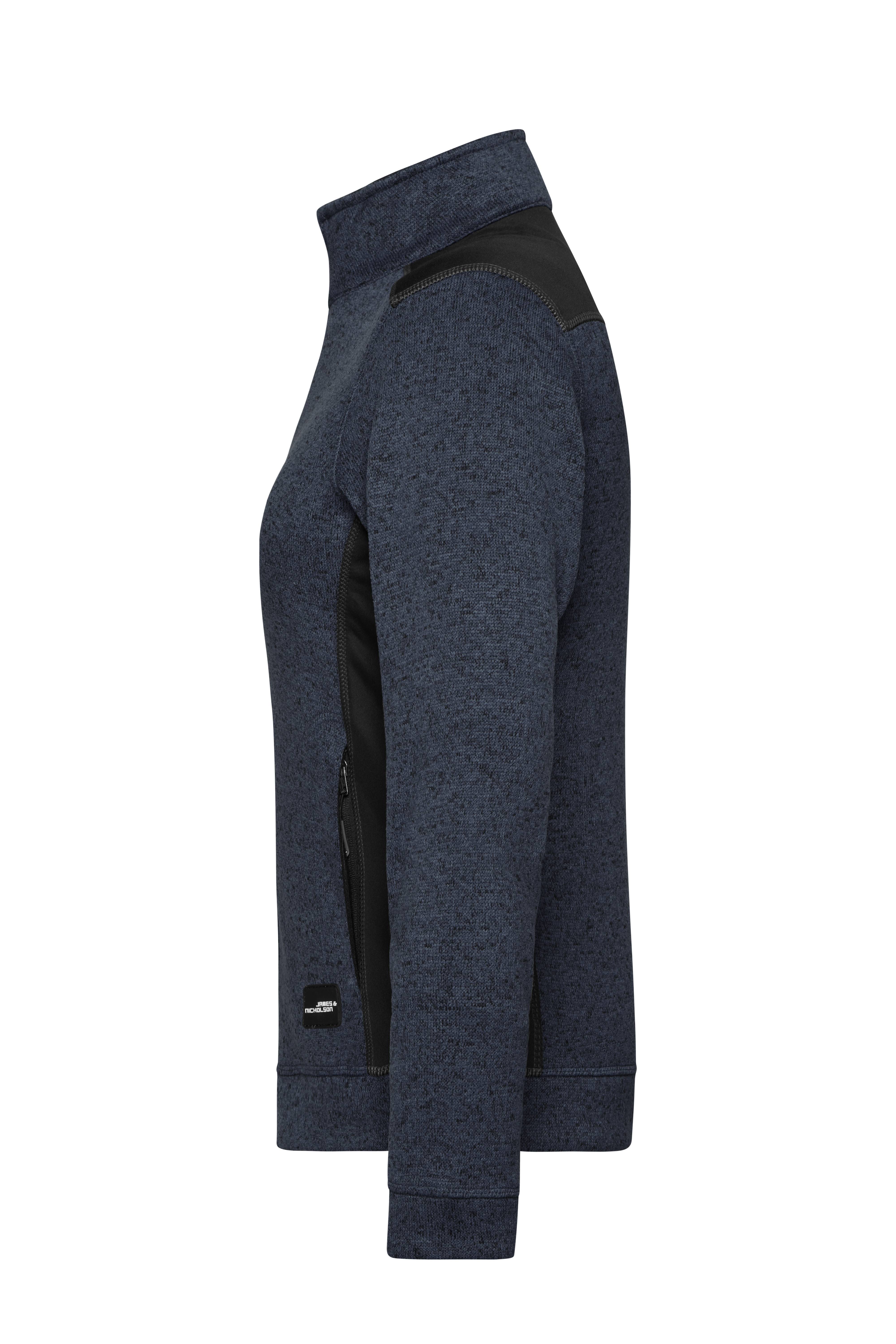 James & Nicholson® JN861 Ladies' Knitted Workwear Fleece Jacket carbon-melange/black_S