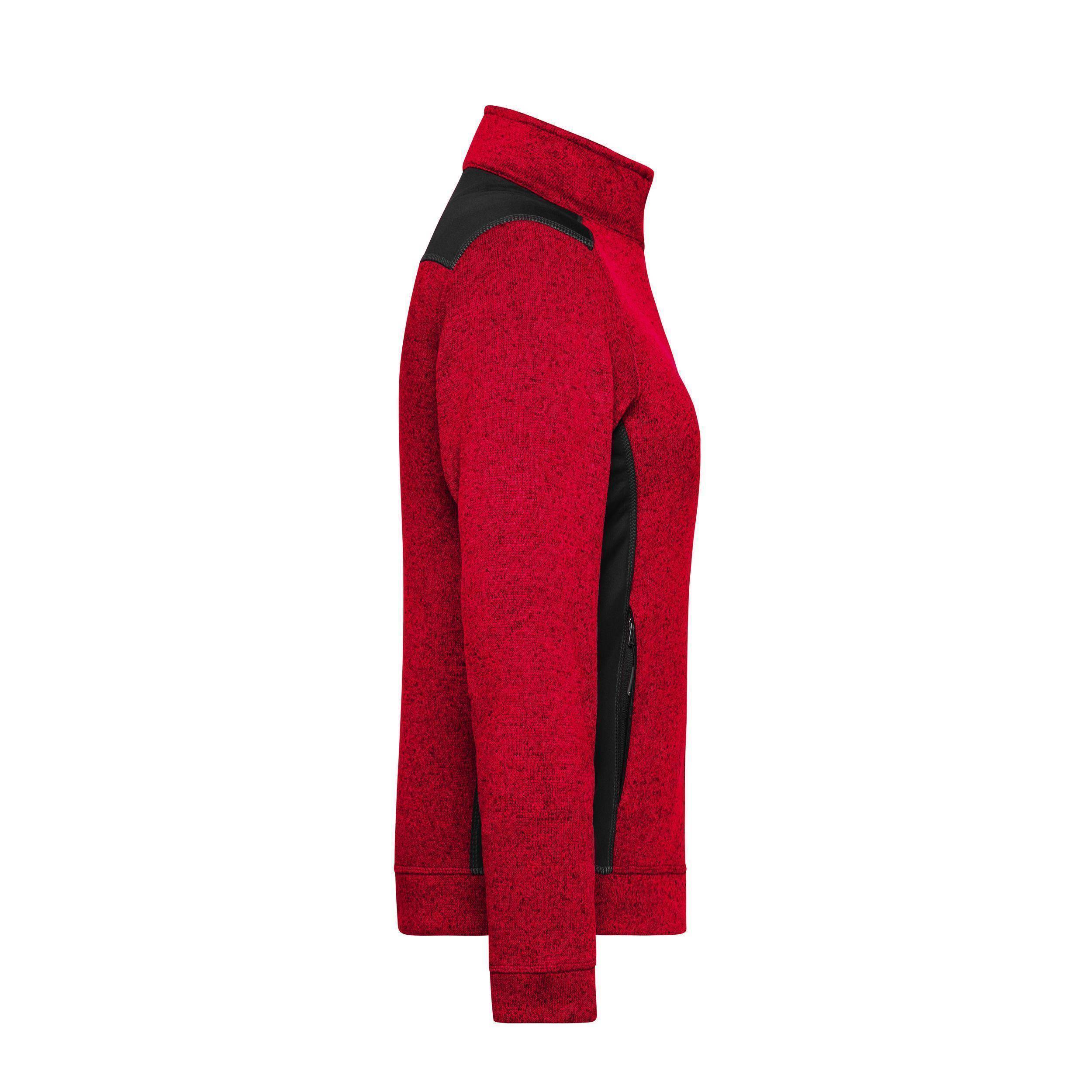 James & Nicholson® JN861 Ladies' Knitted Workwear Fleece Jacket red-melange/black_M