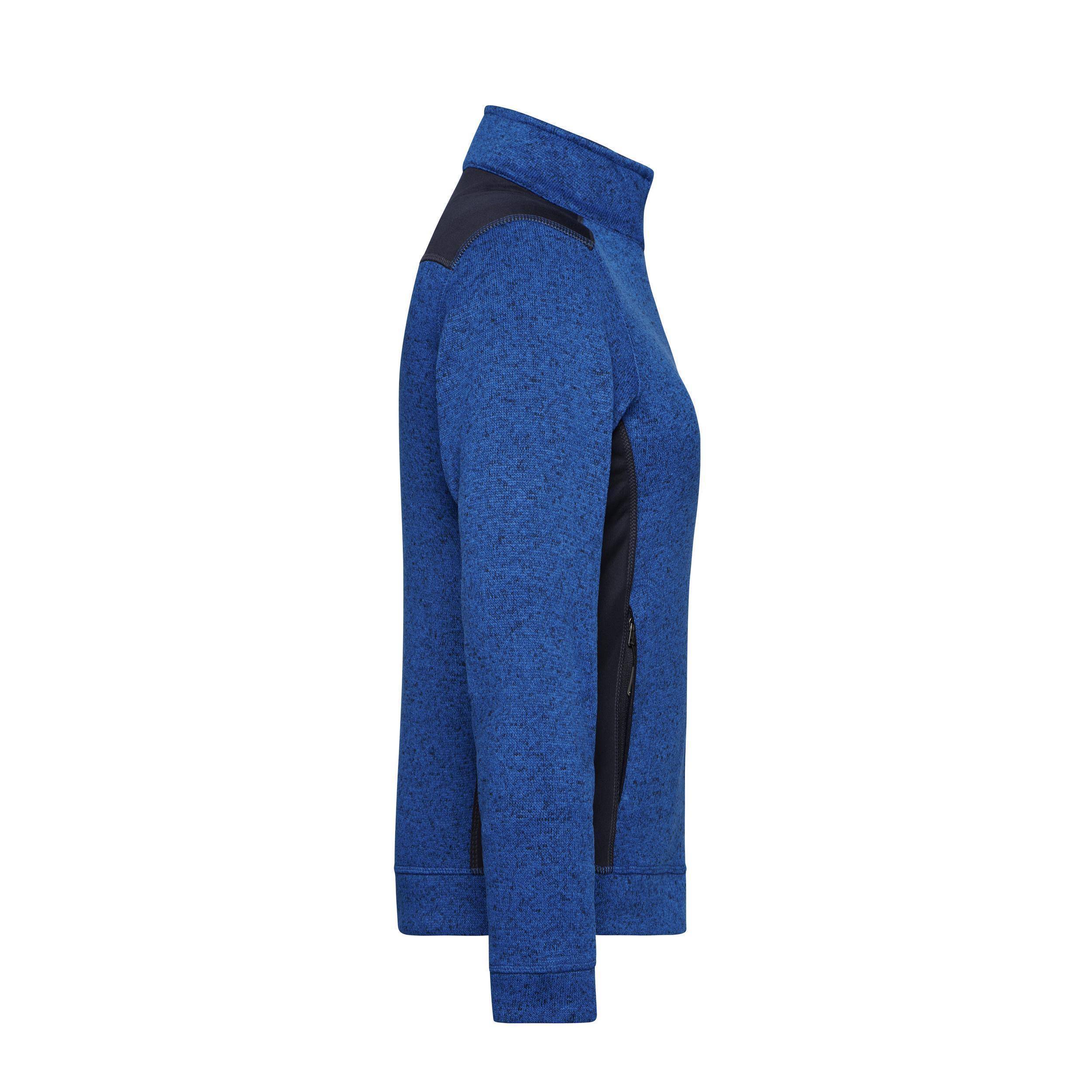 James & Nicholson® JN861 Ladies' Knitted Workwear Fleece Jacket royal-melange/navy_XXL